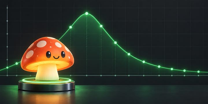 Reaction time graph with a glowing green curve